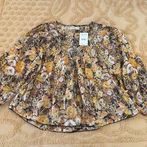 NWT Free People Cool Meadow Printed Top in Midnight Combo